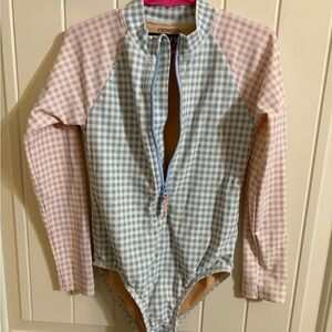 Crewcuts Blue and White Checkered Rash Guard.